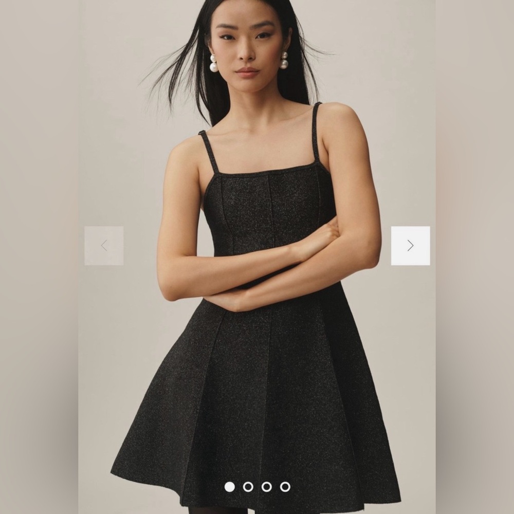 Anthropologie Sparkling Black Mini Dress